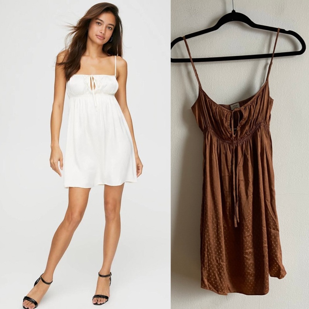 Aritzia Wilfred Minnie polka dots rust mini dress